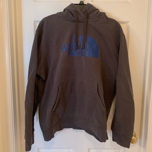 The North Face Grey and Blue Logo Hoodie